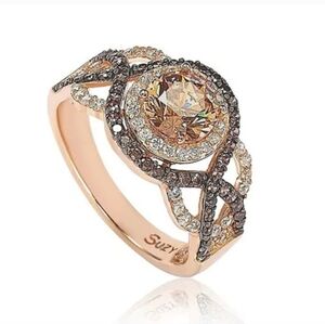 Suzy Levian Chocolate, Champagne & Vanilla Simulated Diamond Ring Size 7